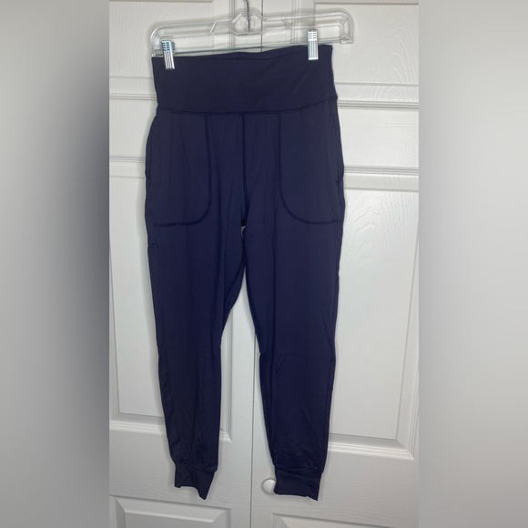 High Waisted Wide Women’s Waistband Joggers Navy - Picture 7 of 11